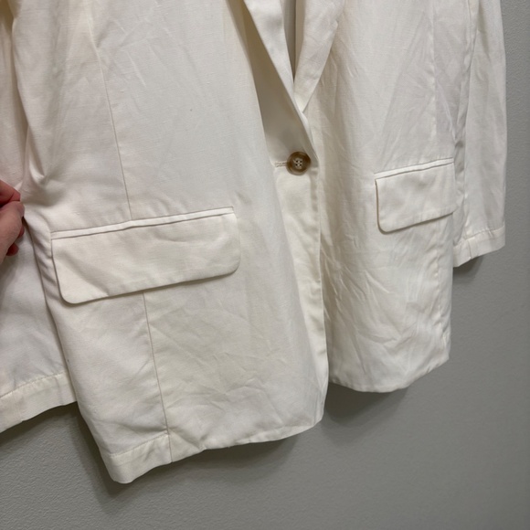 LOFT Relaxed Modern Linen-blend Blazer -  White, XL - Picture 5 of 9